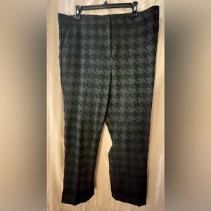 Ann Taylor Black-on-Black Houndstooth Cropped Pants with Cuff